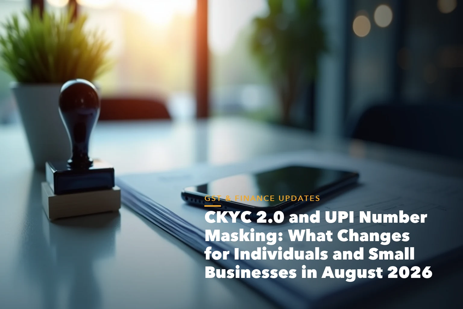 Business guide visual with process steps and compliance records for CKYC 2.0 and UPI Number Masking What Changes