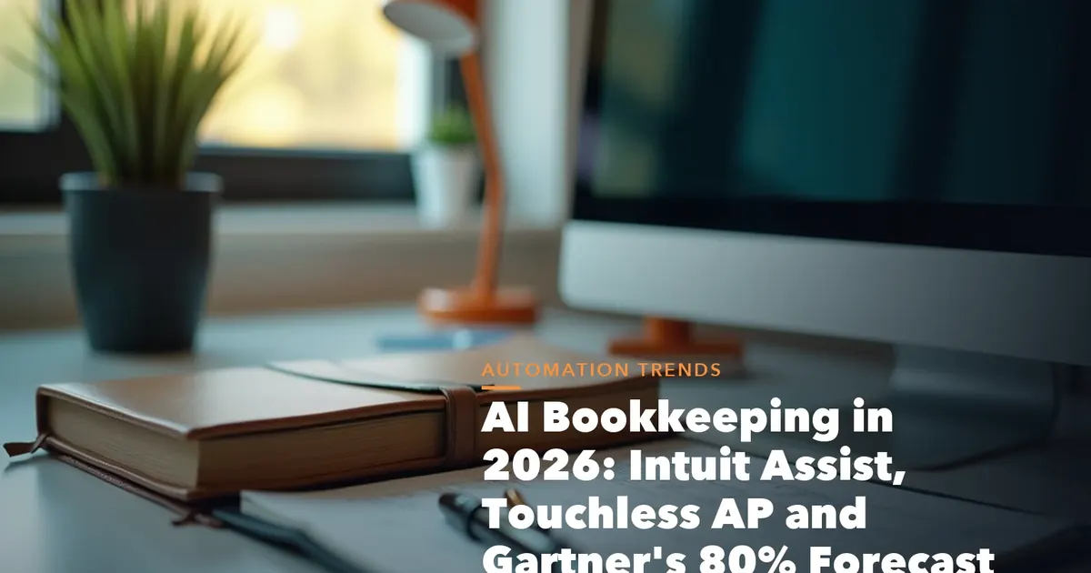 Business guide visual with process steps and compliance records for Bookkeeping 2026 Intuit Assist, Touchless