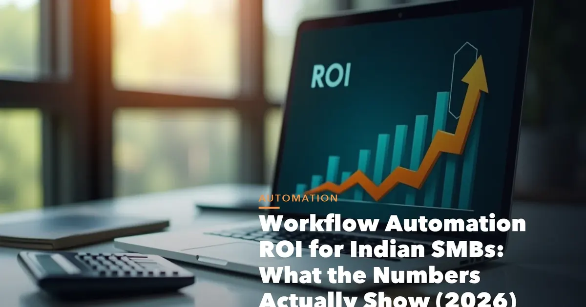 Workflow automation ROI visual showing time saved tool cost break-even and annual savings for Indian SMBs