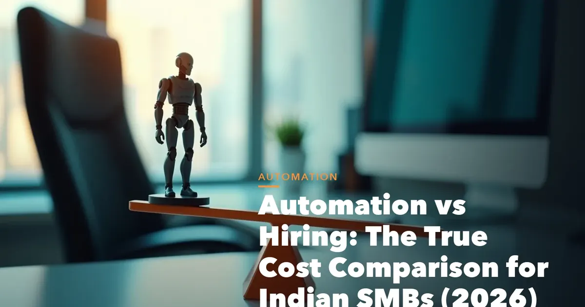 Automation versus hiring cost comparison visual showing employee cost workflow tool cost and hybrid operations