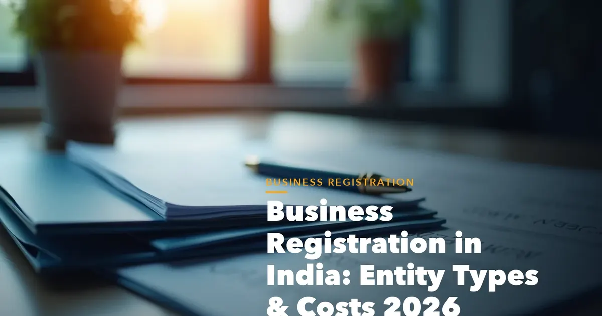 Business registration in India guide visual comparing entity types sole proprietorship LLP Pvt Ltd OPC and costs