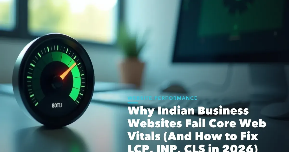 Website speed dashboard showing LCP optimization fixes for Why Indian Business Websites Fail Core Web