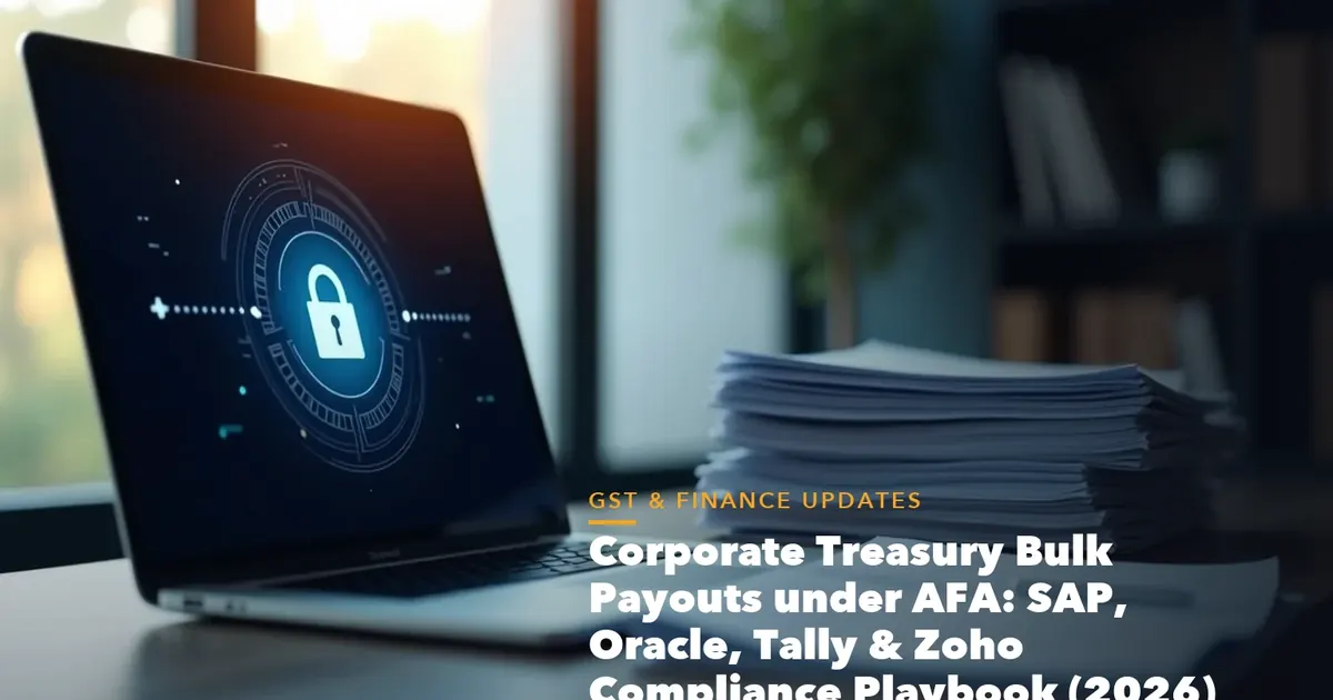 Business guide visual with process steps and compliance records for Corporate Treasury Bulk Payouts under AFA