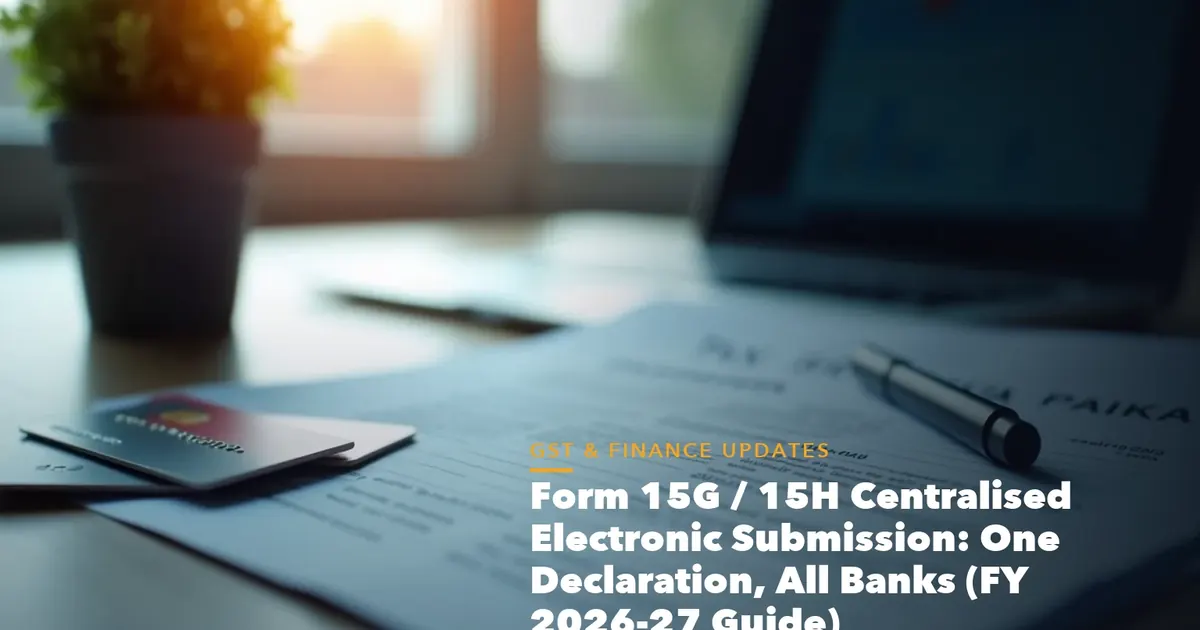Business guide visual with process steps and compliance records for Form 15G 15H Centralised Electronic