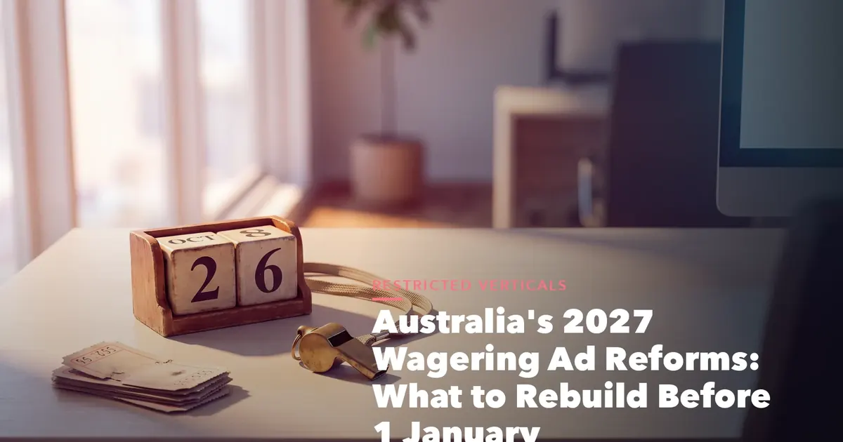 Business guide visual with process steps and compliance records for Australia's 2027 Wagering Reforms What