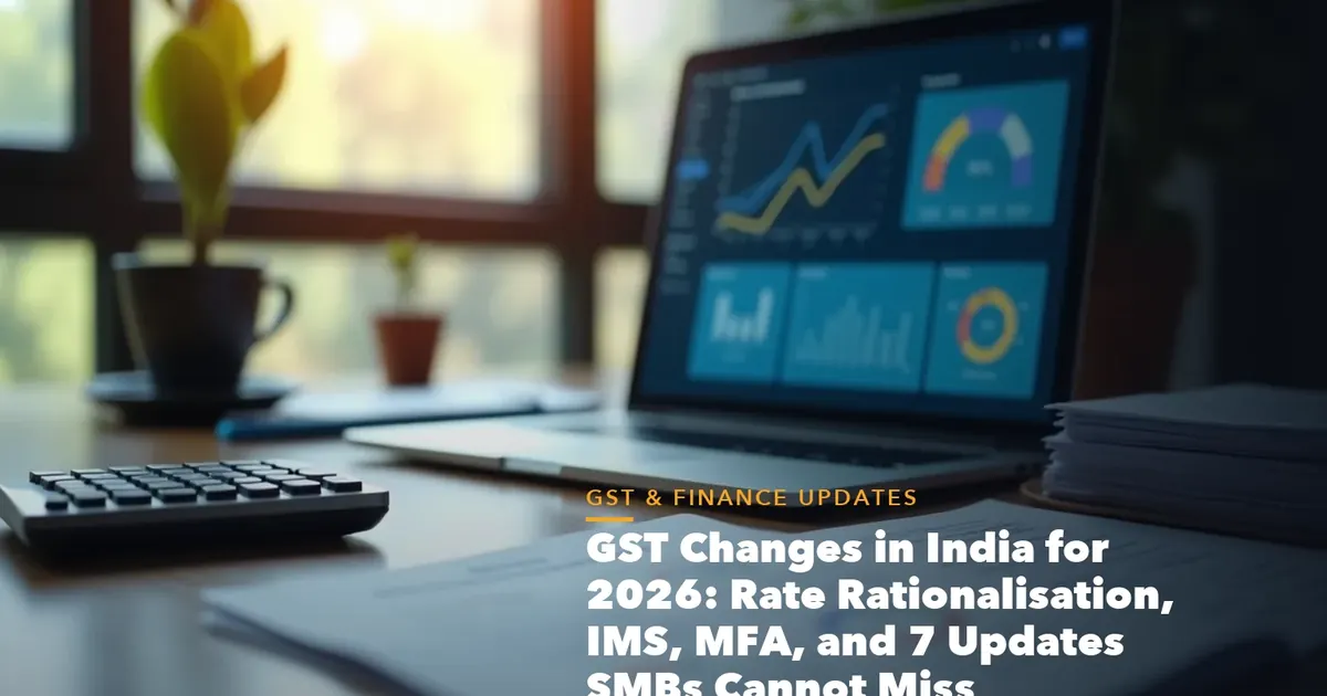 Business guide visual with process steps and compliance records for GST Changes India for 2026 Rate