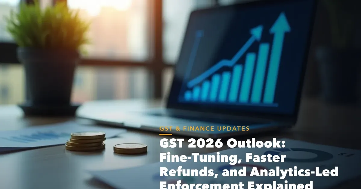 Business guide visual with process steps and compliance records for GST 2026 Outlook Fine-Tuning, Faster