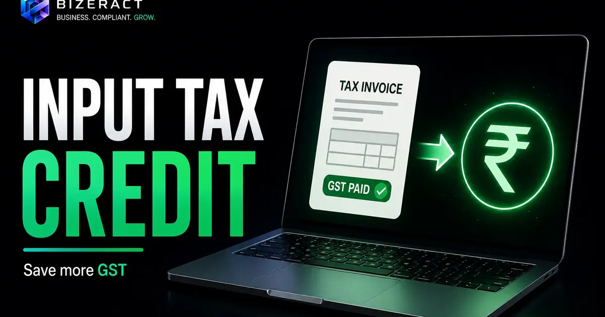 Input tax credit guide visual showing GST paid tax invoice and rupee credit flow