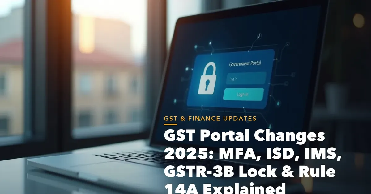 GST filing dashboard showing returns input tax credit and ledger items for GST Portal Changes 2025 MFA, ISD, IMS,