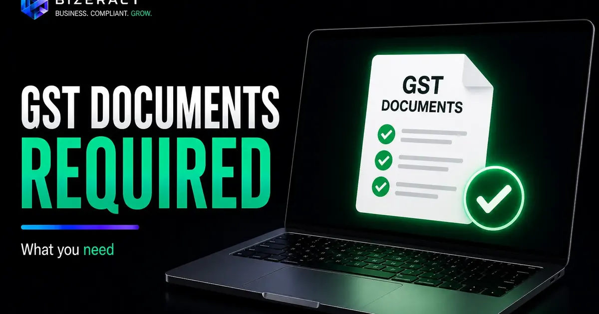 GST registration documents required visual with GST documents checklist and approval mark