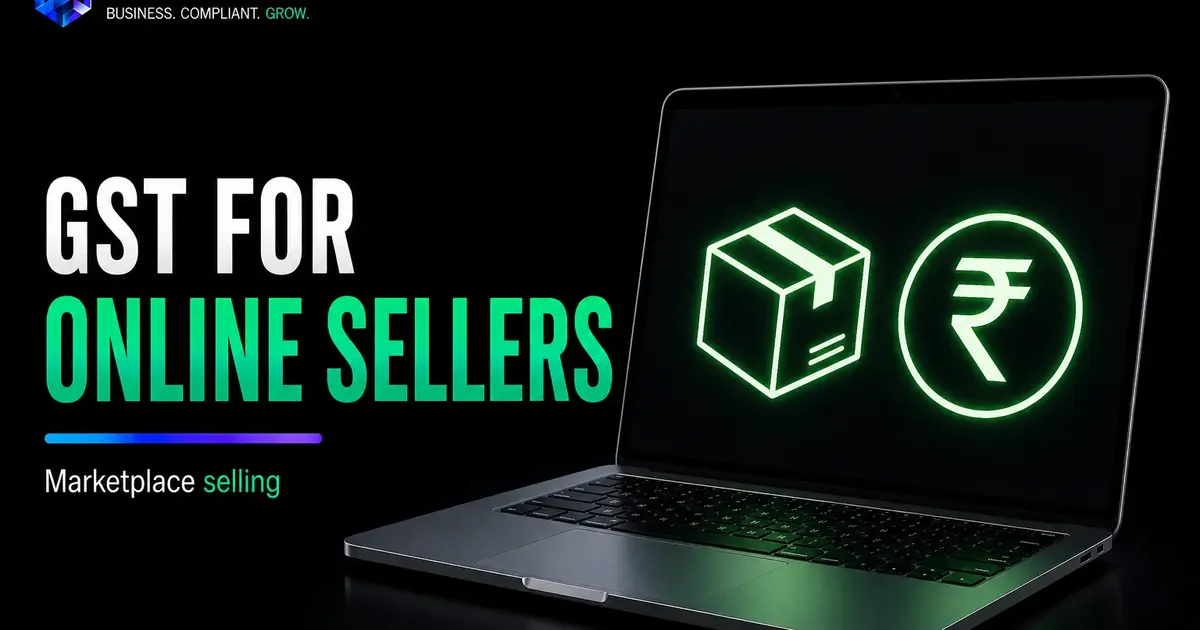 GST for online sellers visual showing marketplace selling package and rupee symbol
