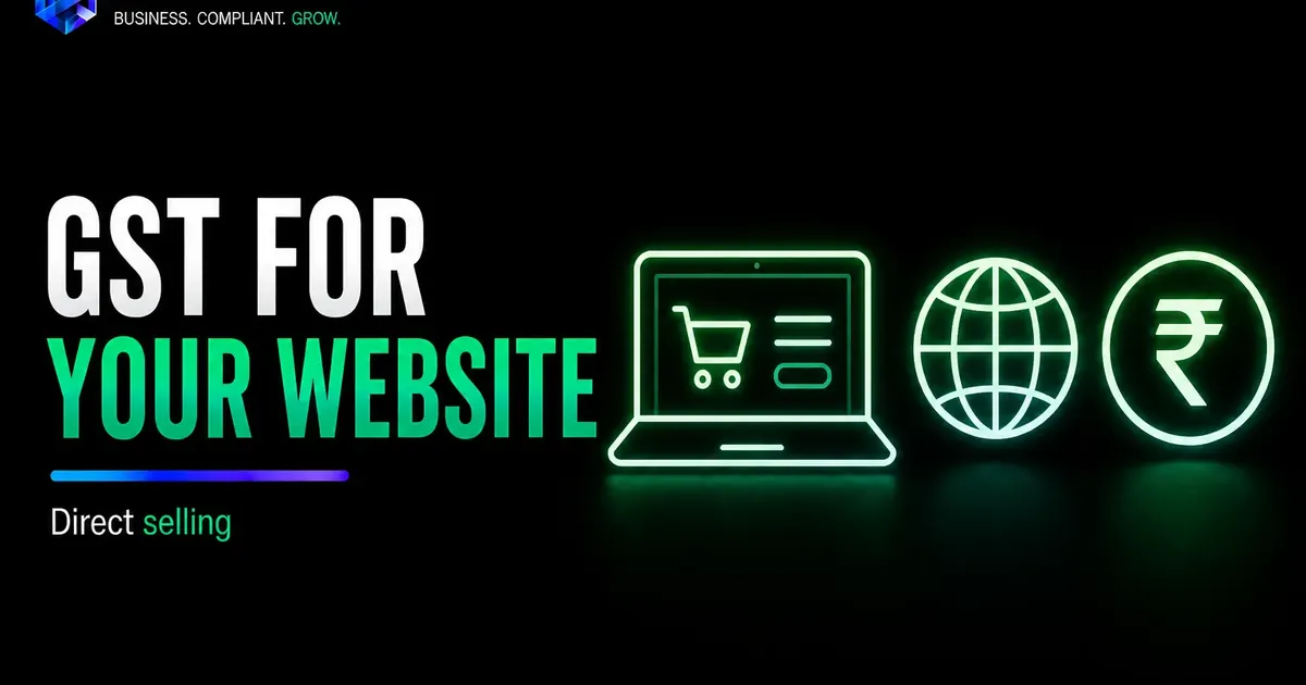GST for your website visual showing direct online selling website cart and rupee symbol