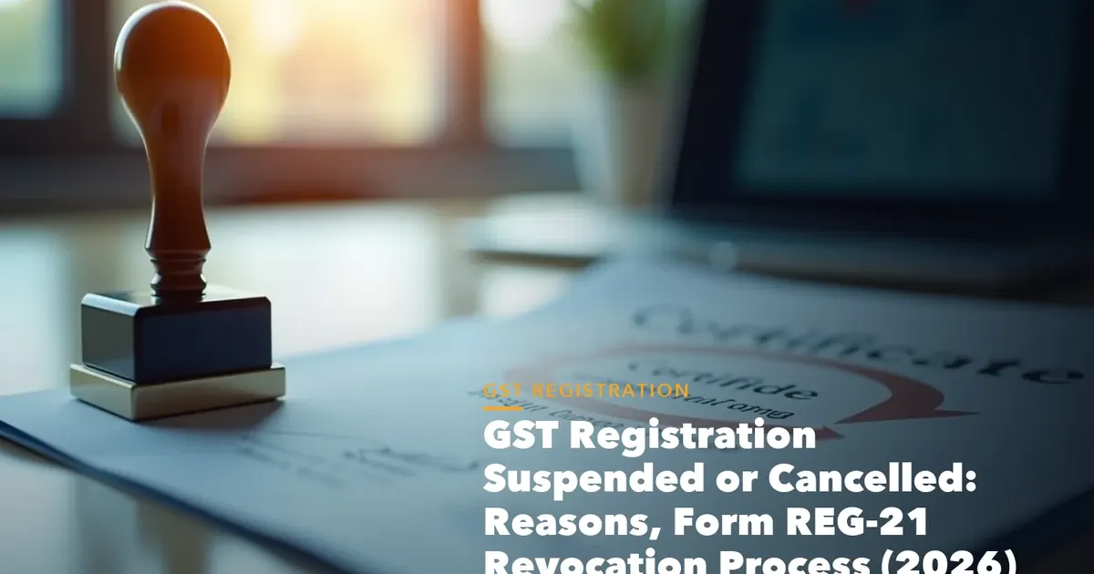 GST registration process visual from PAN and Aadhaar to GSTIN approval for GST Registration Suspended Cancelled
