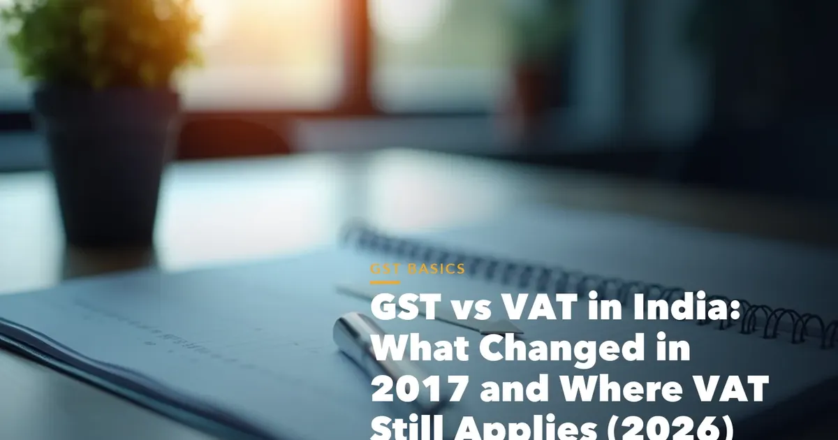 Business guide visual with process steps and compliance records for GST VAT India What Changed 2017 and Where