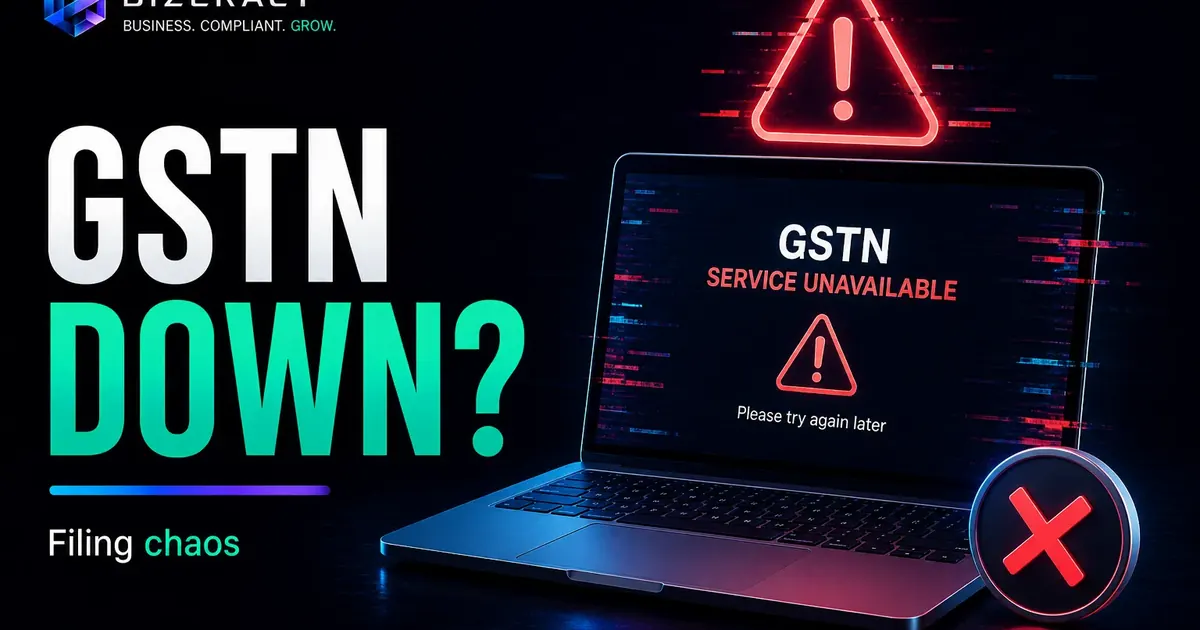 GSTN down visual showing GST portal service unavailable during GSTR-3B filing deadline