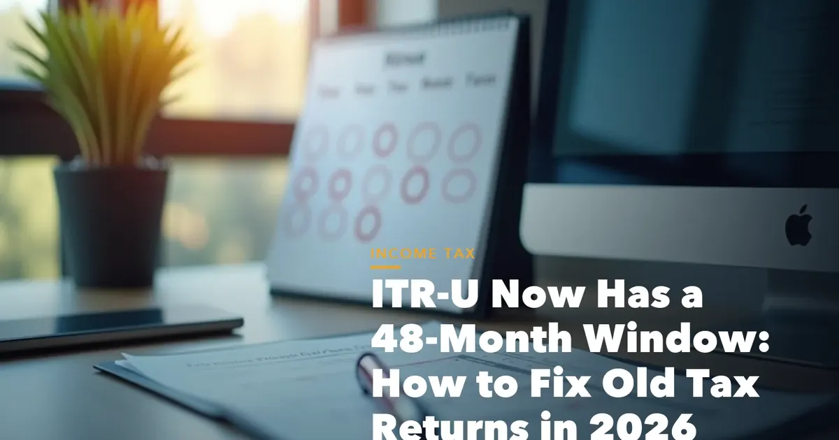 Income tax filing dashboard with ITR documents and verification steps for ITR-U Now Has 48-Month Window How Fix Old