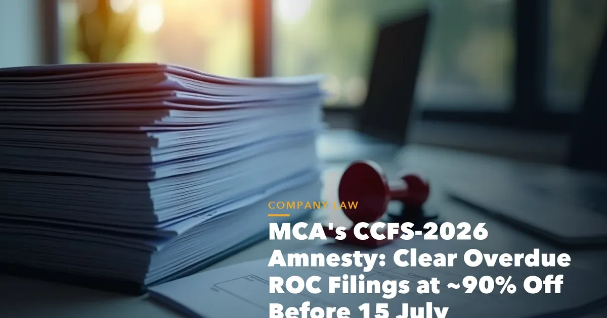 GST filing dashboard showing returns input tax credit and ledger items for MCA's CCFS-2026 Amnesty Clear Overdue ROC