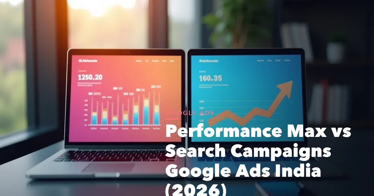 Google Ads and Meta Ads comparison visual for Performance Max Search Campaigns Google Ads