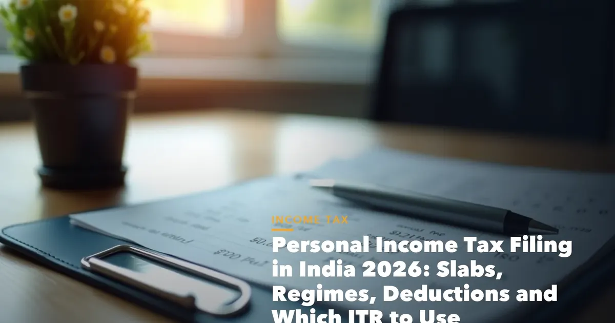 Income tax filing dashboard with ITR documents and verification steps for Personal Income Tax Filing India 2026 Slabs,