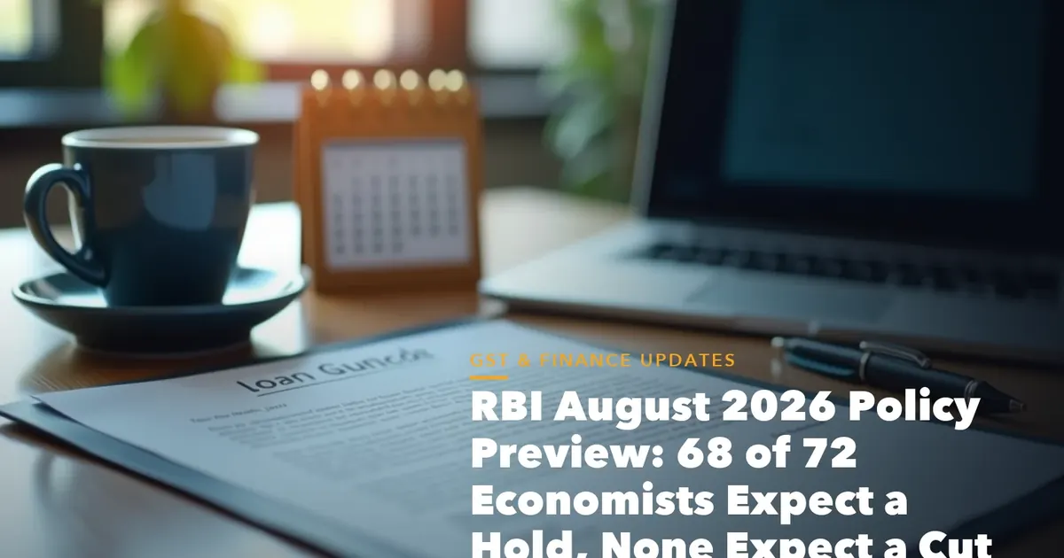 Business guide visual with process steps and compliance records for RBI August 2026 Policy Preview Economists