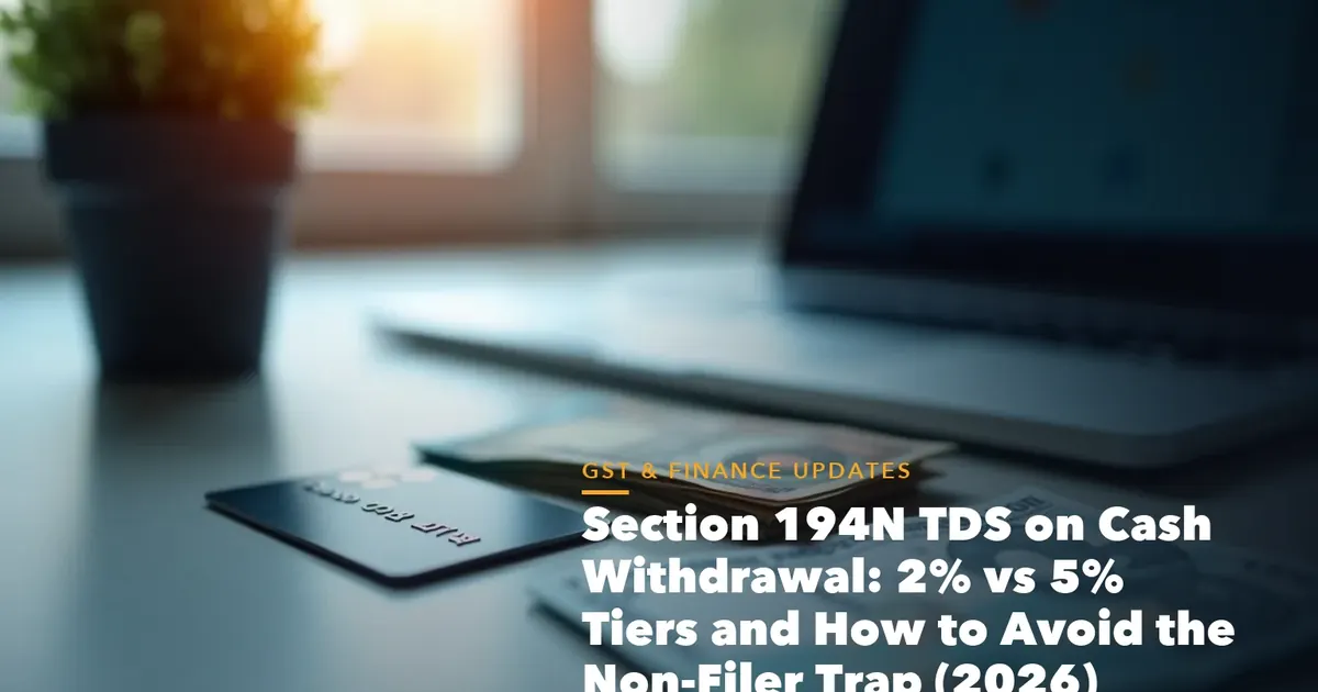Income tax filing dashboard with ITR documents and verification steps for Section 194N TDS Cash Withdrawal Tiers and