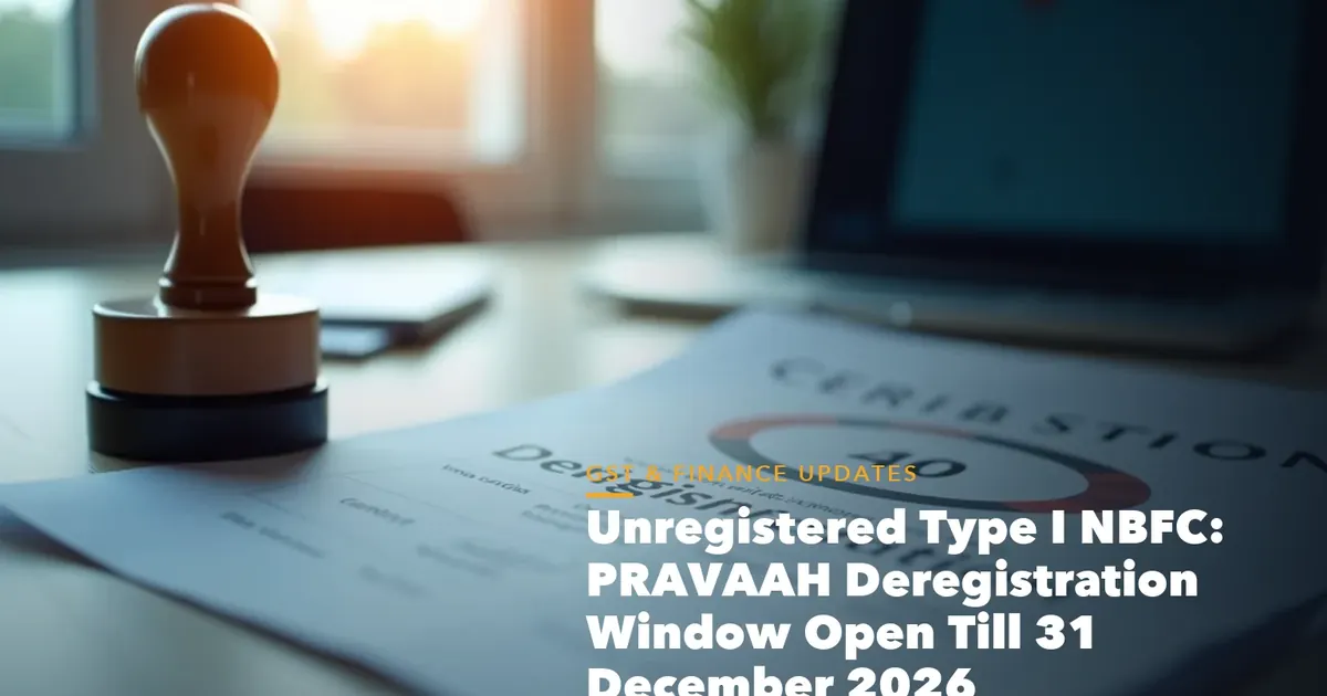 Business guide visual with process steps and compliance records for Unregistered Type NBFC PRAVAAH