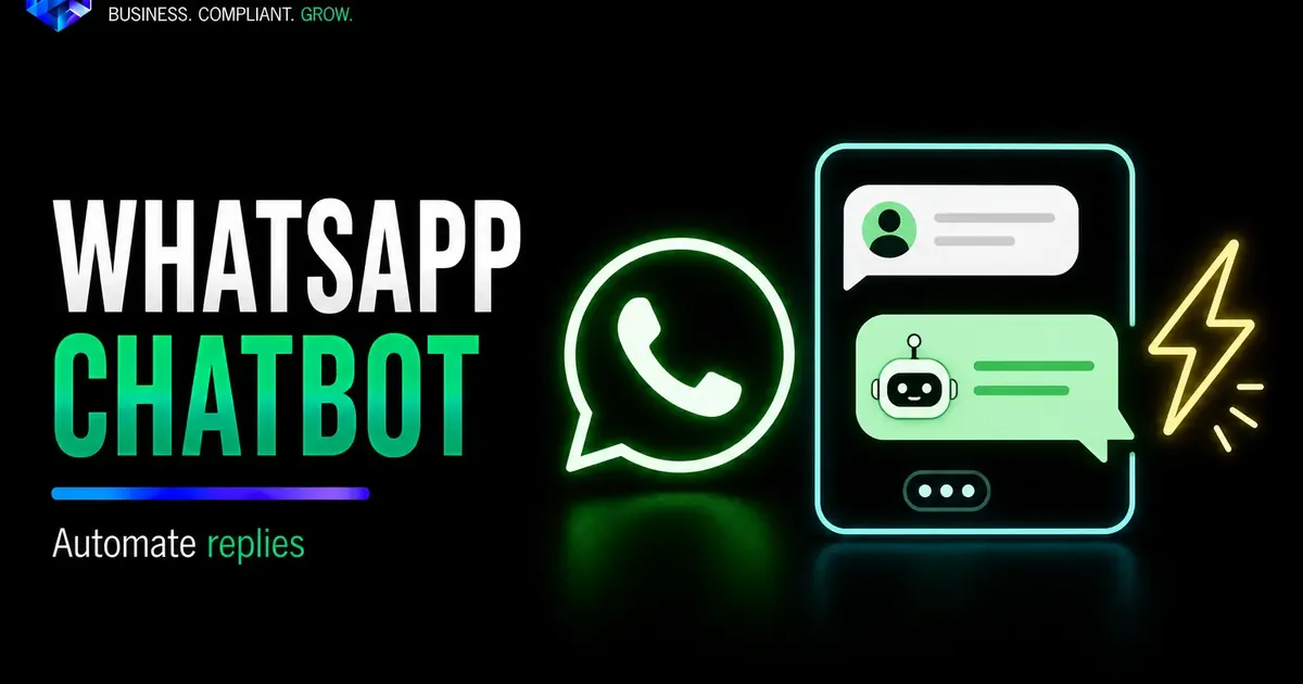 WhatsApp chatbot visual showing automated replies business chat flow and messaging automation