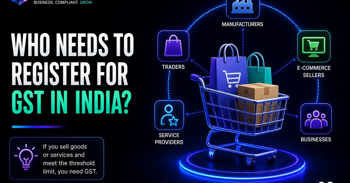 Who needs GST registration in India visual with traders manufacturers service providers and e-commerce sellers