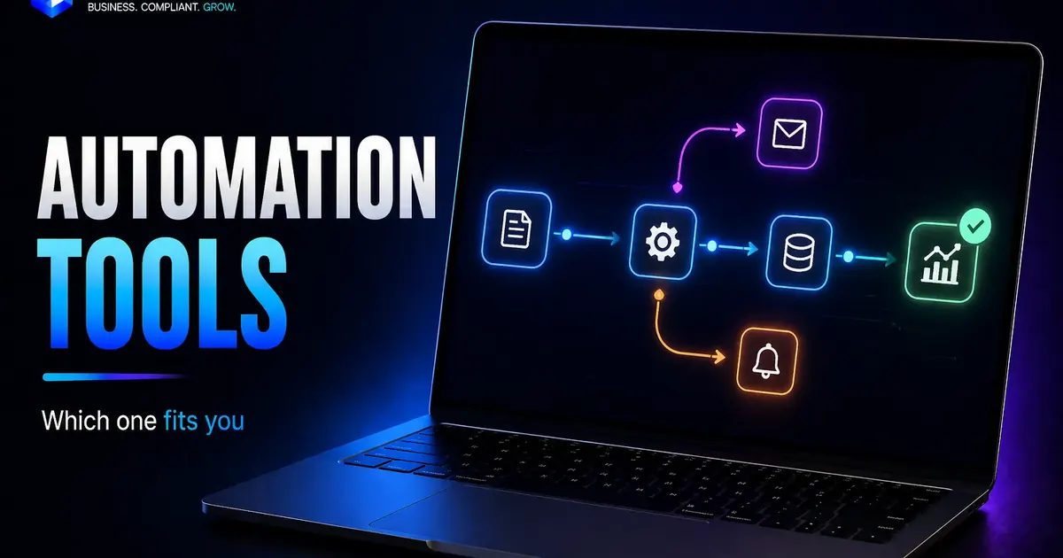 Automation tools comparison visual with workflow nodes for Zapier Make and n8n alternatives
